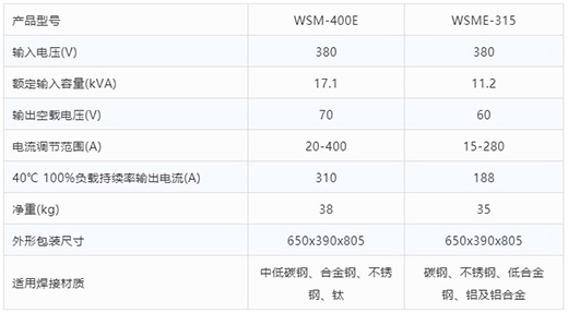 沪工氩弧焊机WSM-400E WSME-315技术参数